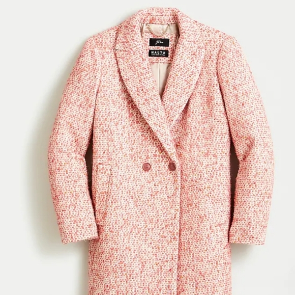 J. Crew Daphne Top Coat Italian Tweed Guava Pink Size 12 - Picture 2 of 11